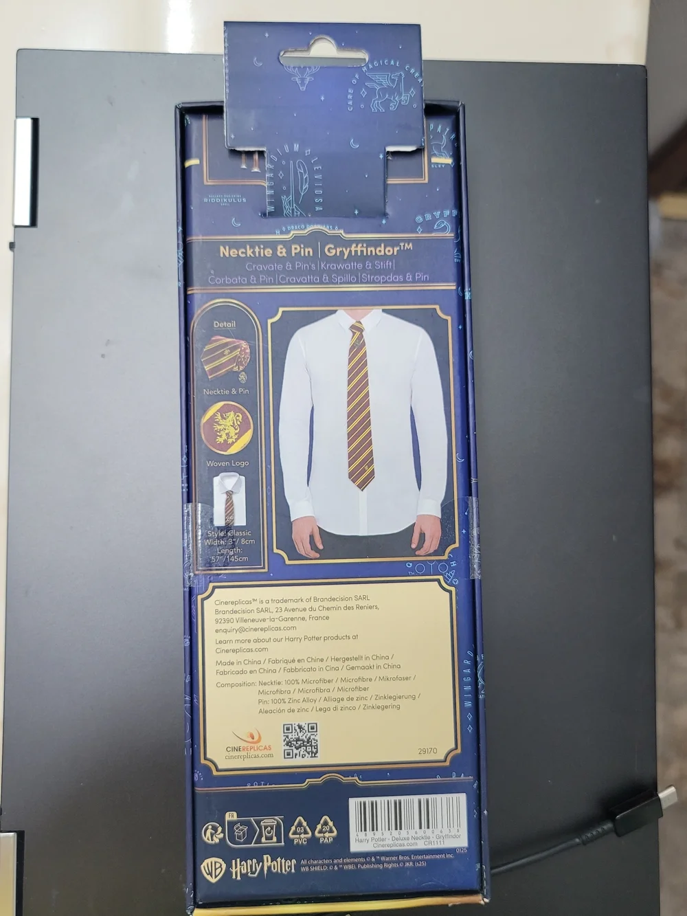 NWOT. Harry Potter Gryffindor Necktie & Pin Set - Maroon & Gold. Unopened